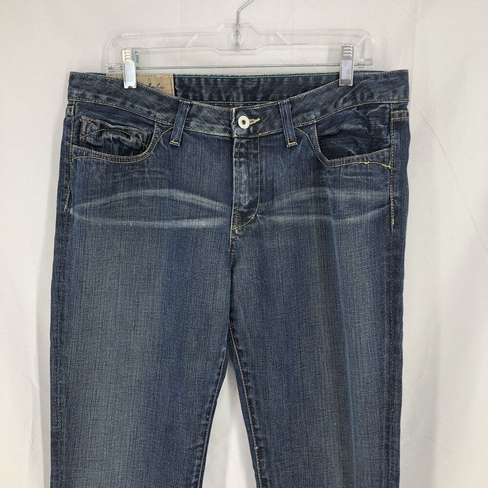 LOOMSTATE Mod Rise Bootcut Contrasting Stitch Denim Blue Jeans 31 (35x34)